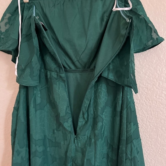 Love You So Truly Dark Green Burnout Floral Strapless Midi Dress - Picture 10 of 10